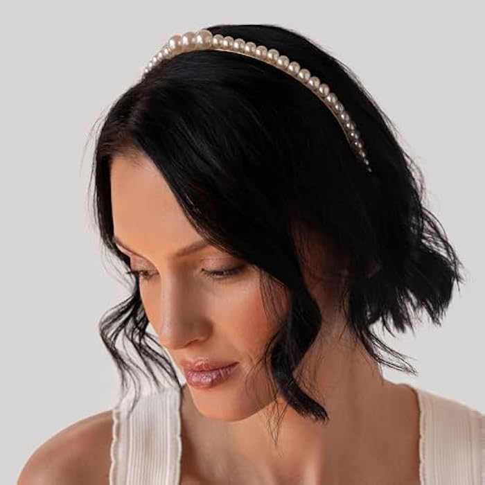 L. Erickson Pearl Headband, 2-Pack - Cream Pearl | Gold - Image 4